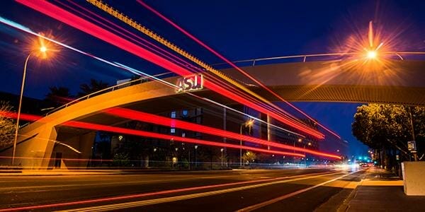 light trails and ASU pedestrian bridge